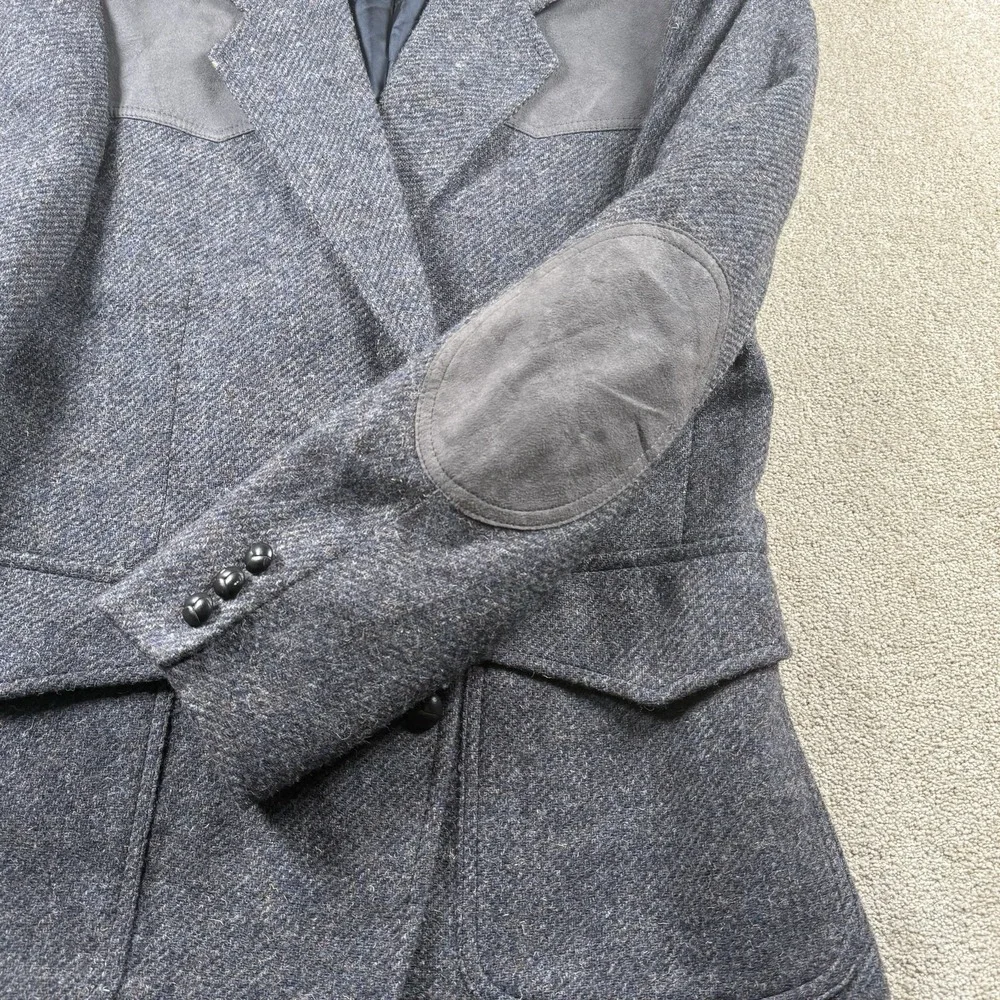 PENDLETON Men's Gray Western Elbow Patch Wool Jacket Sport Blazer Size‎ 42 USA